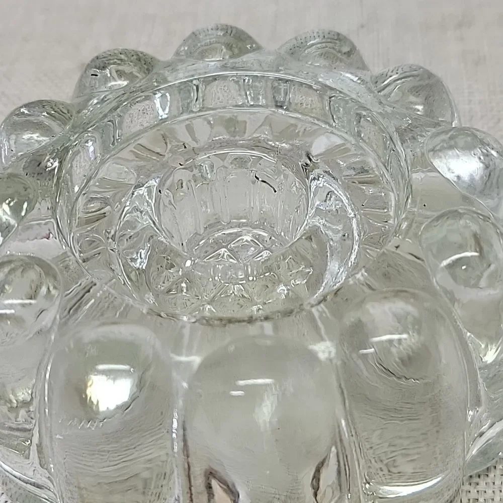 Princess House Crystal Reversible 3 Way Glass‎ Candle Holder #486 set of 2